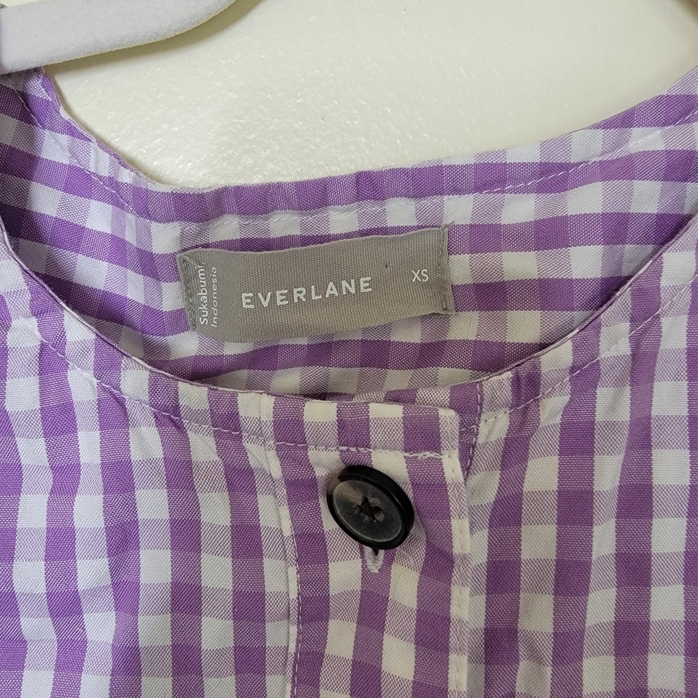 Everlane Gingham Checked Purple Cotton Dress Size Extra Small - Picture 4 of 6